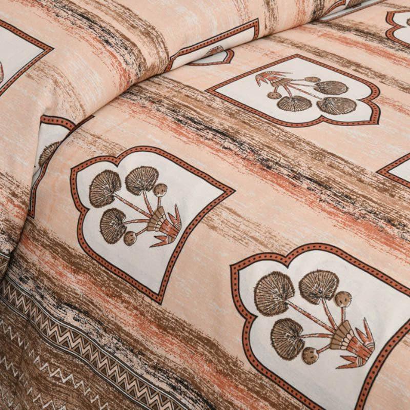 Imperial Blooms Cotton Bedsheet (Orange) - 120 TC media 5