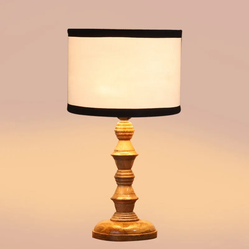 Cotin I Stripe Timber Wooden Table Lamp - White,Brown media 4