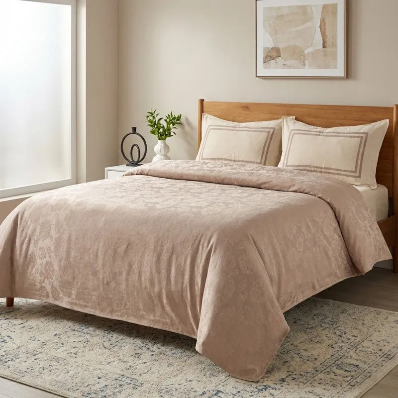 Floral Aura Cotton Bedsheet (Beige) - 224 TC media 1
