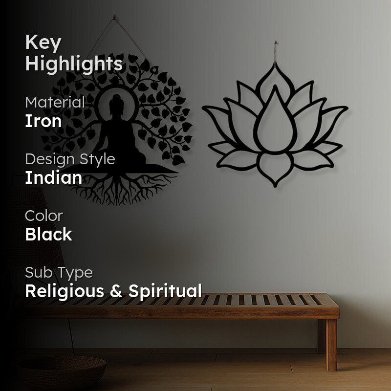 Buddha With Lotus Iron Wall Accent - Set Of Two media 2