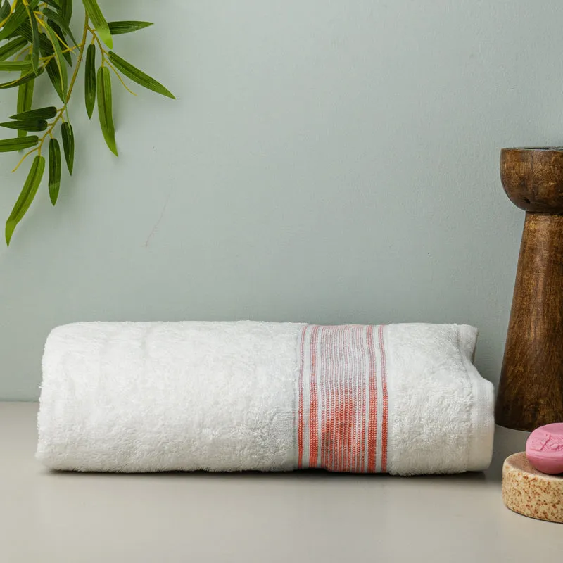 Micro Cotton LuxeDry Comfort Bath Towel - White & Red media 3