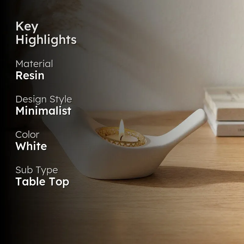 Bird Resin Tea Light Candle Holder - White media 2