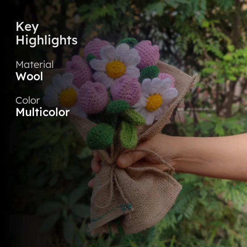 Crochet Handmade Tulip Bouquet (Purple,White) - Set Of Nine media 2