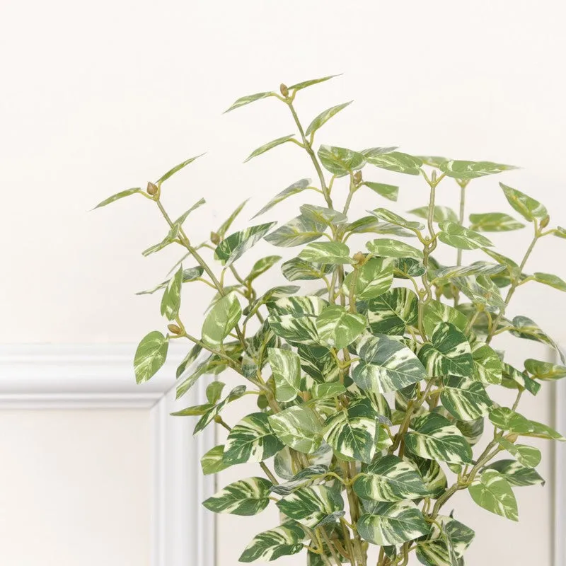 Artificial Natural Looking Pothos Big Plant With Black Fiber Pot (White) - 1.4 Feet media 6