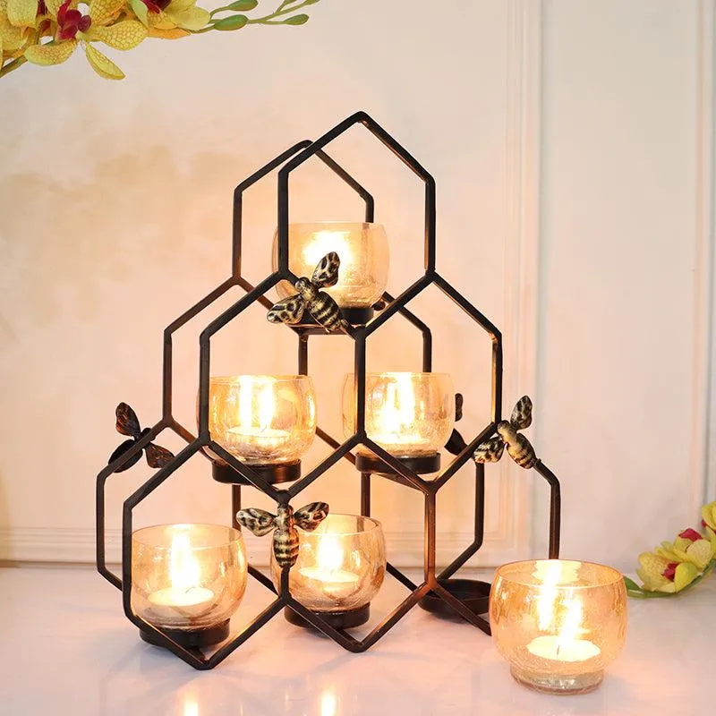 Hexova Comb Tealight Candle Holder - Black media 4