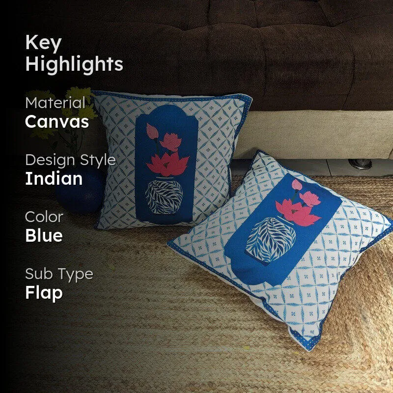 Indigo Pottery Cushion Cover - Set Of Two media 2
