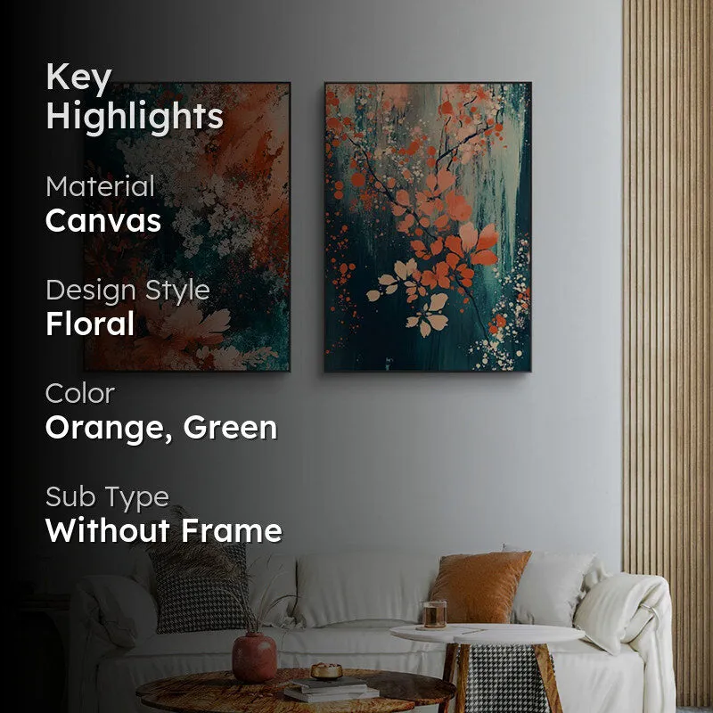 Mythical Gardens Canvas Wall Painting - Set Of Two media 2