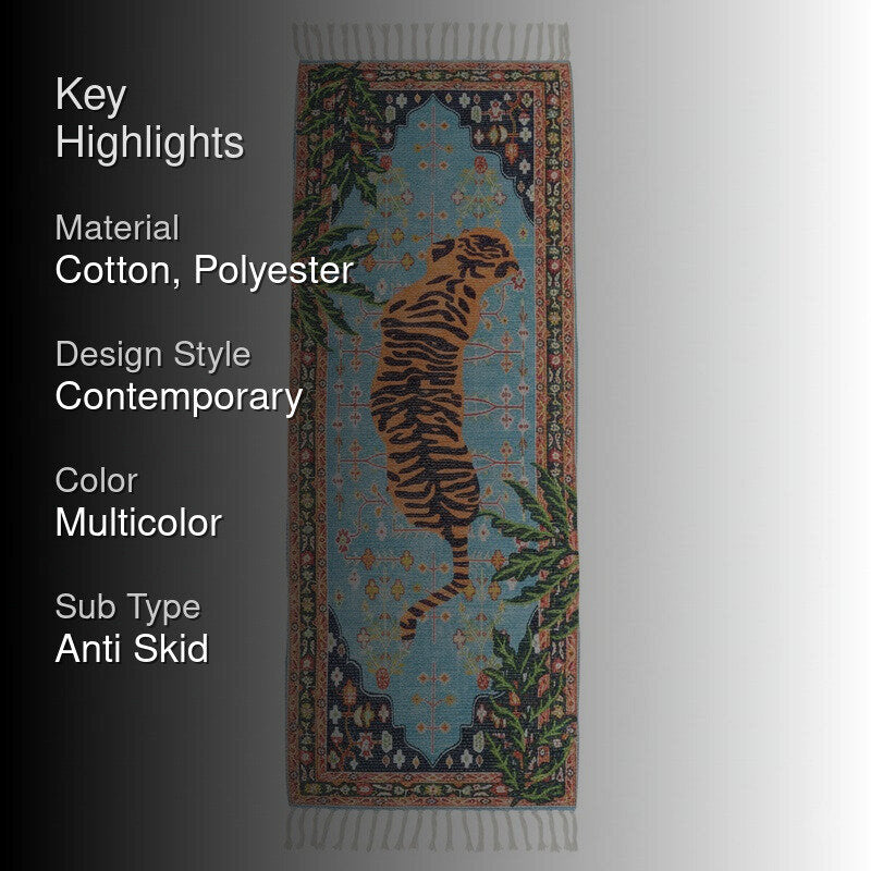 Imperial Tiger Cotton Runner Rug media 2