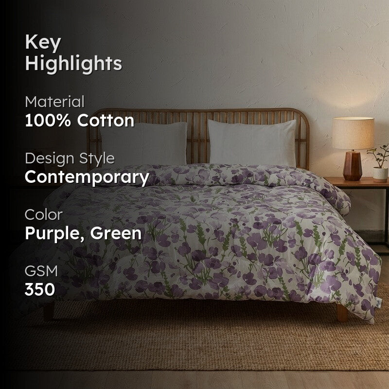 Lavender Bloom Cotton Comforter - 350 GSM media 2