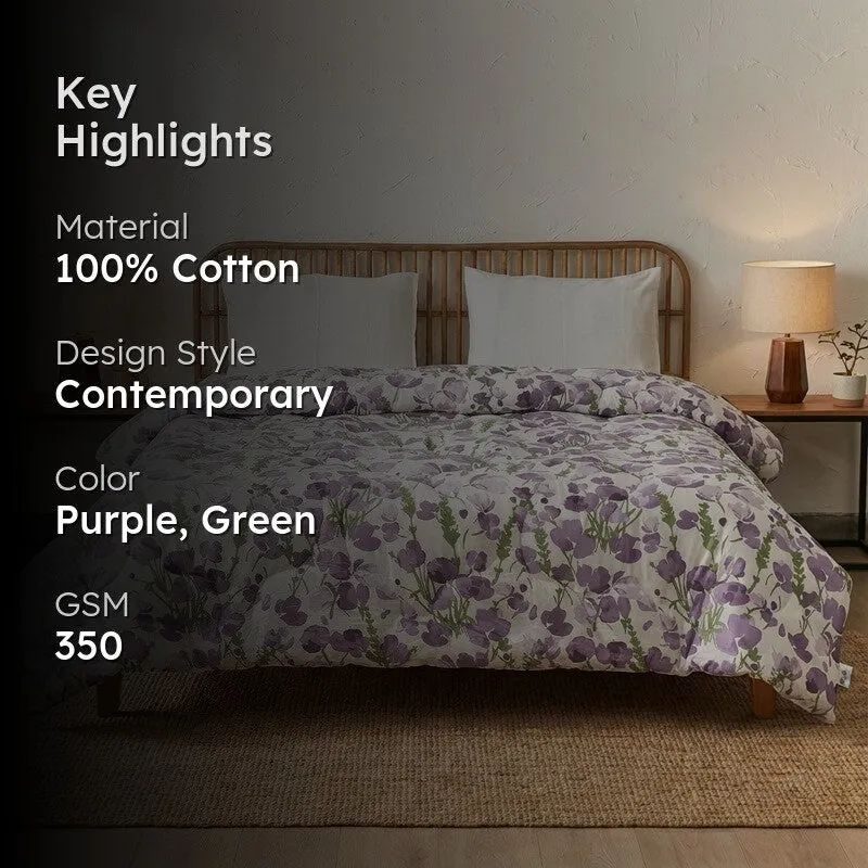 Lavender Bloom Cotton Comforter - 350 GSM - 2