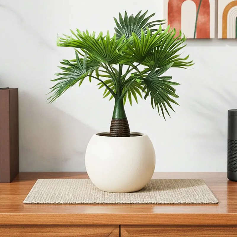 Faux Palm Bonsai In Cone Pot - 40 cms media 1