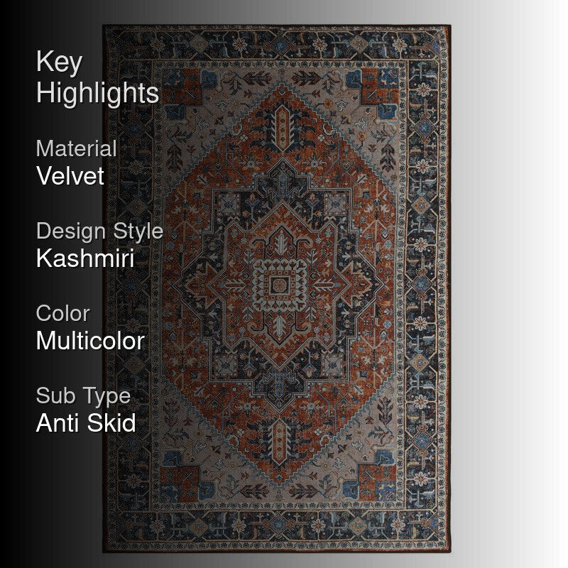 Niloofar Velvet Rectangle Anti-Skid Carpet media 2