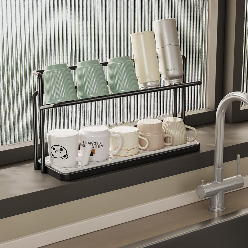 Cupvia 2-Tier Cup Organizer with Tray - Black media 6