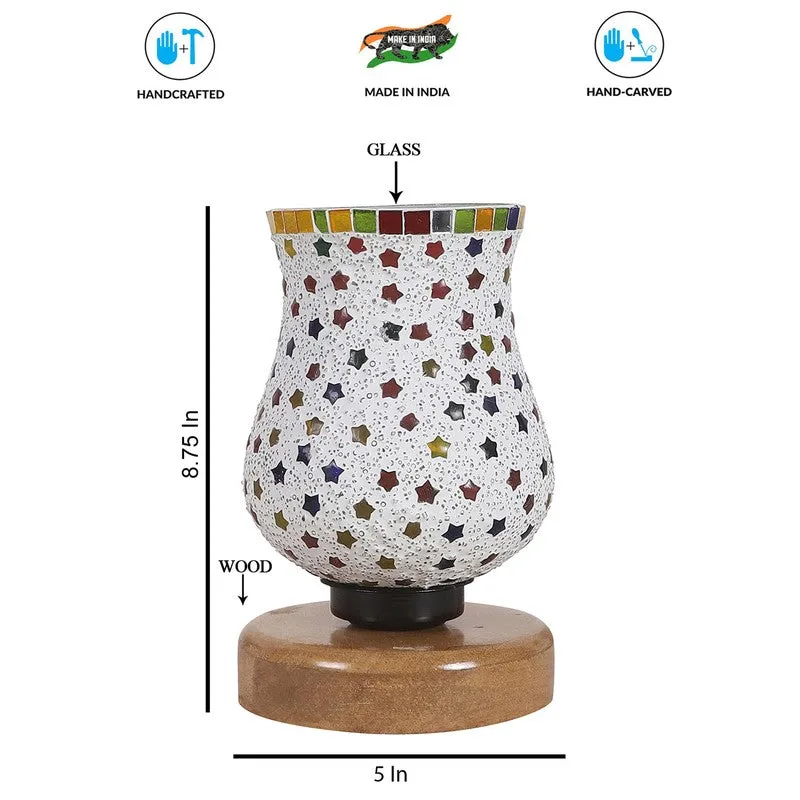 Auranel Mosaic Glass Table Lamp With Wooden Base - Multicolor media 8