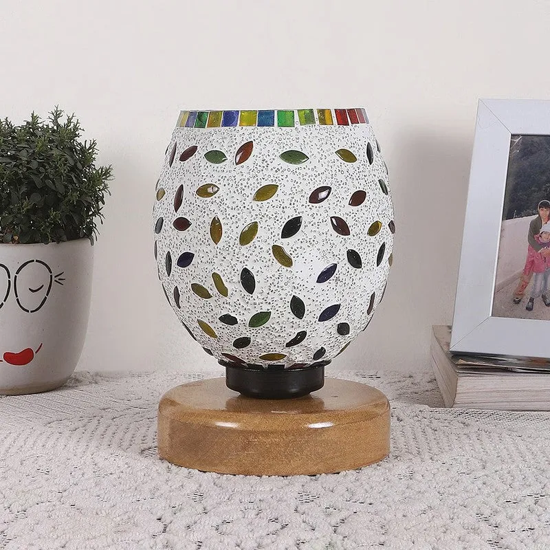 Luxira Mosaic Glass Table Lamp With Wooden Base - Multicolor media 4