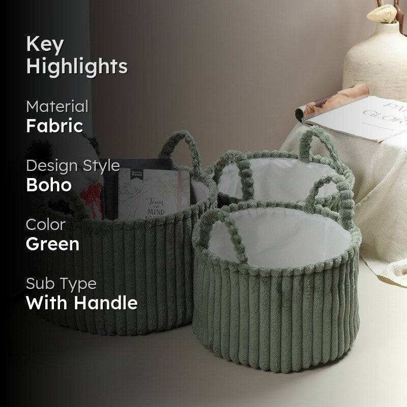 LineNest Fabric Storage Basket (Green) - Set of Three media 2
