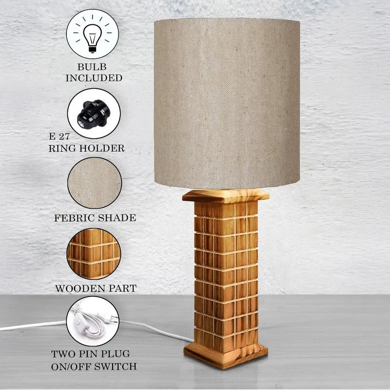 ZenithLight Modern Bedside Wooden Table Lamp - Beige,Brown media 6