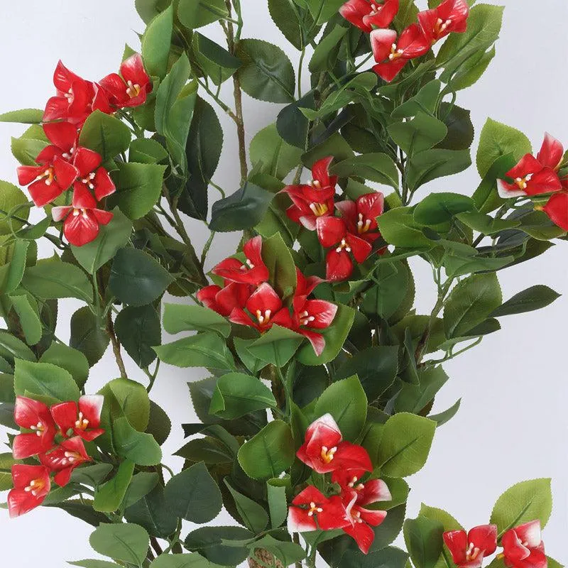 Faux Realtouch Red Bougainvillea Plant With Black Plastic Pot - 4.1 Feet media 6