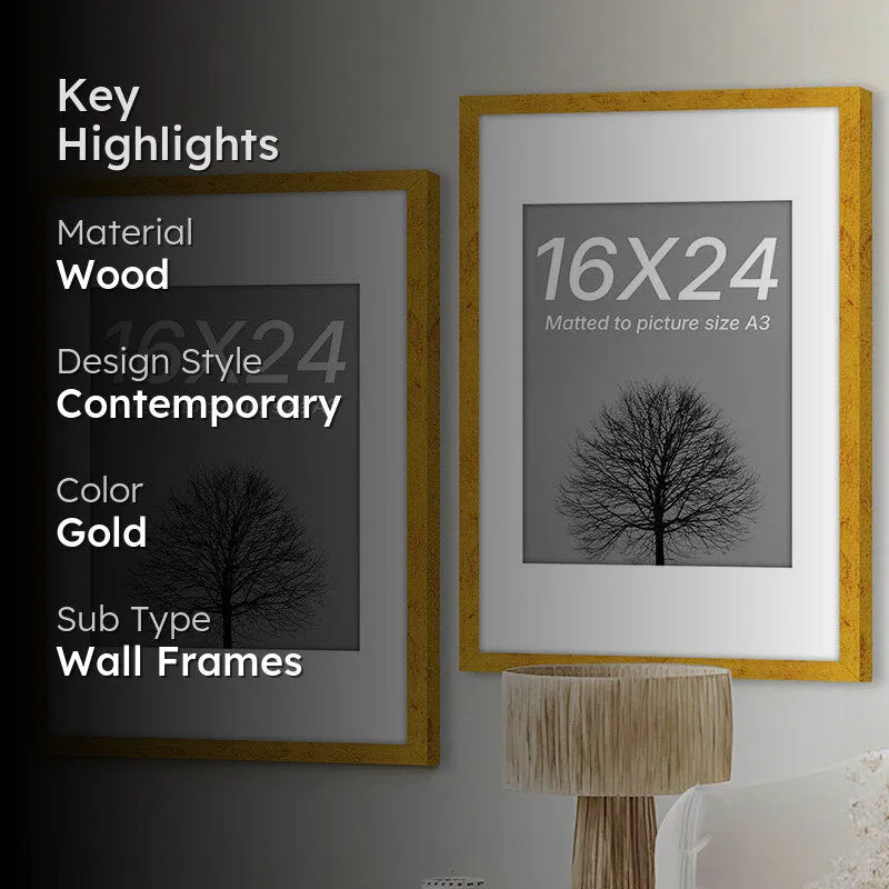 Driftwood Charm Rectangle Photo Frame (Gold) - Set Of Two media 2