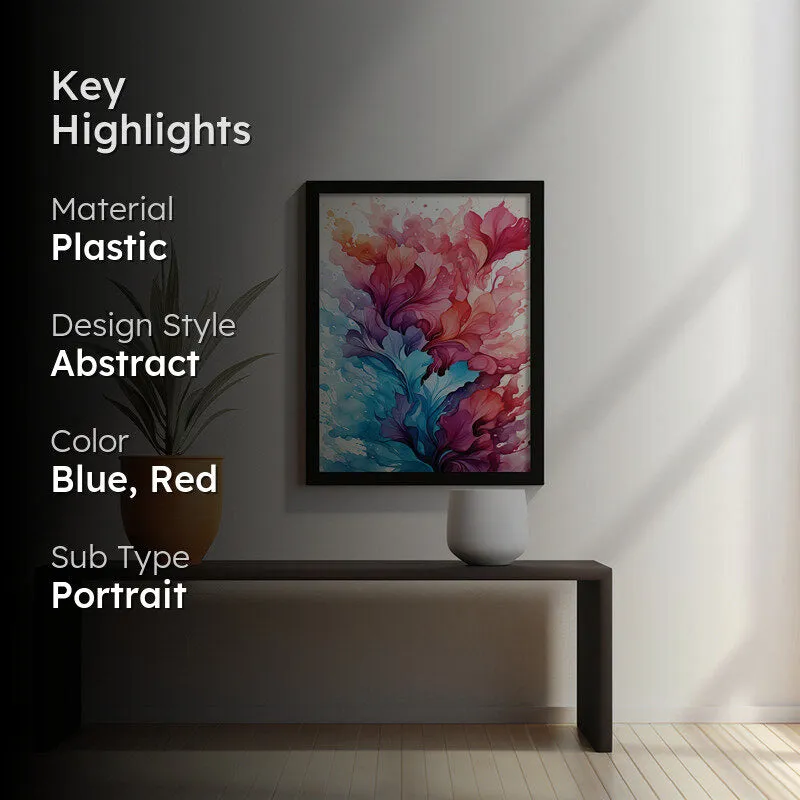 Framed abstract wall art displayed in a styled room setting