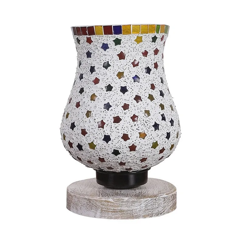Flare Mosaic Glass Table Lamp With Wooden Base - Multicolor media 5