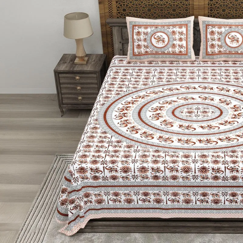 Petalel Cotton Bedsheet (White,Maroon) - 240 TC media 3
