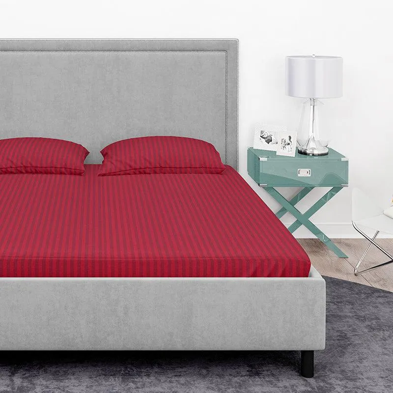 Chic Lines Geometric Cotton Bedsheet (Maroon) - 210 TC media 5