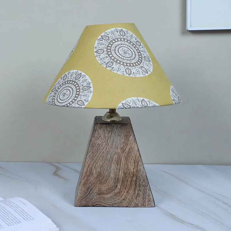 Mandala Merry Obelisk Printed Mango Wood Table Lamp - Brown,Yellow,White media 3