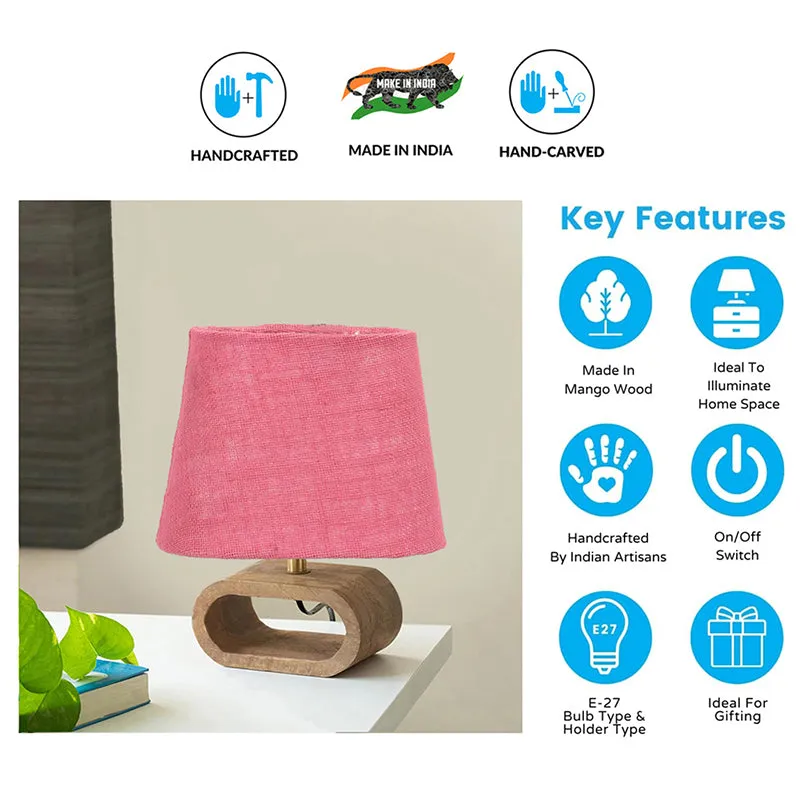 Ajna Wooden Table Lamp - Pink media 5