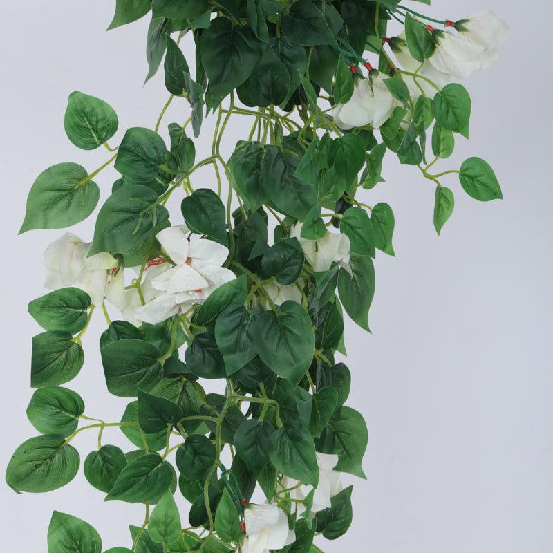 Faux Bougainville Vine Hanging Plant - White media 4