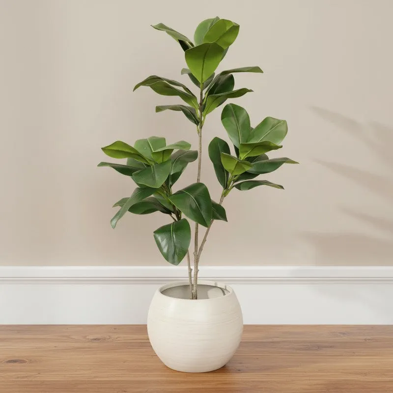 FleurSoft Artificial Fiddle Fig Plant With Black Plastic Pot media 6