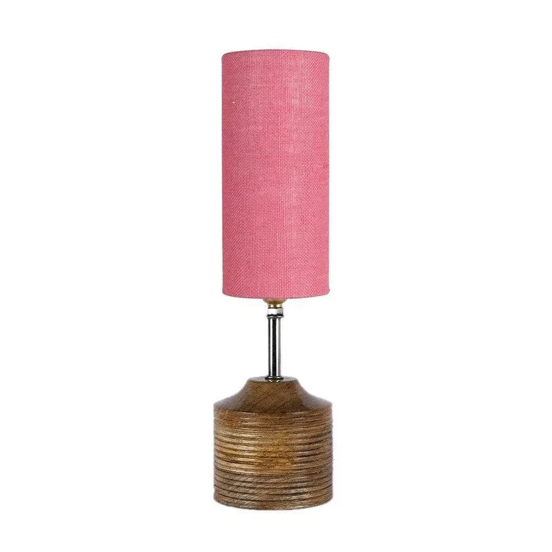 Woody Fabric Table Lamp - Pink,Brown media 4
