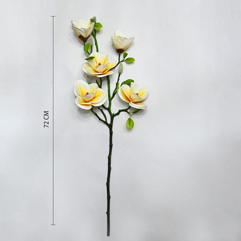 Artificial Magnolia Flower Stick - White media 8
