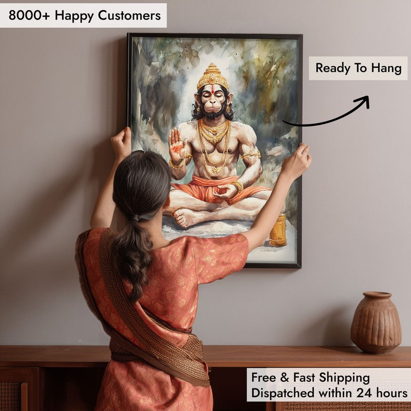 Anjaneya's Tapas Spiritual Archival Paper Wall Painting With Frame - Black media 6