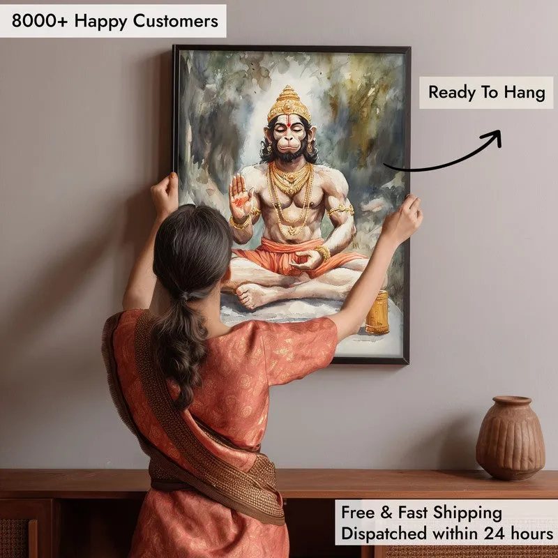 Anjaneya's Tapas Spiritual Archival Paper Wall Painting With Frame - Black media 6