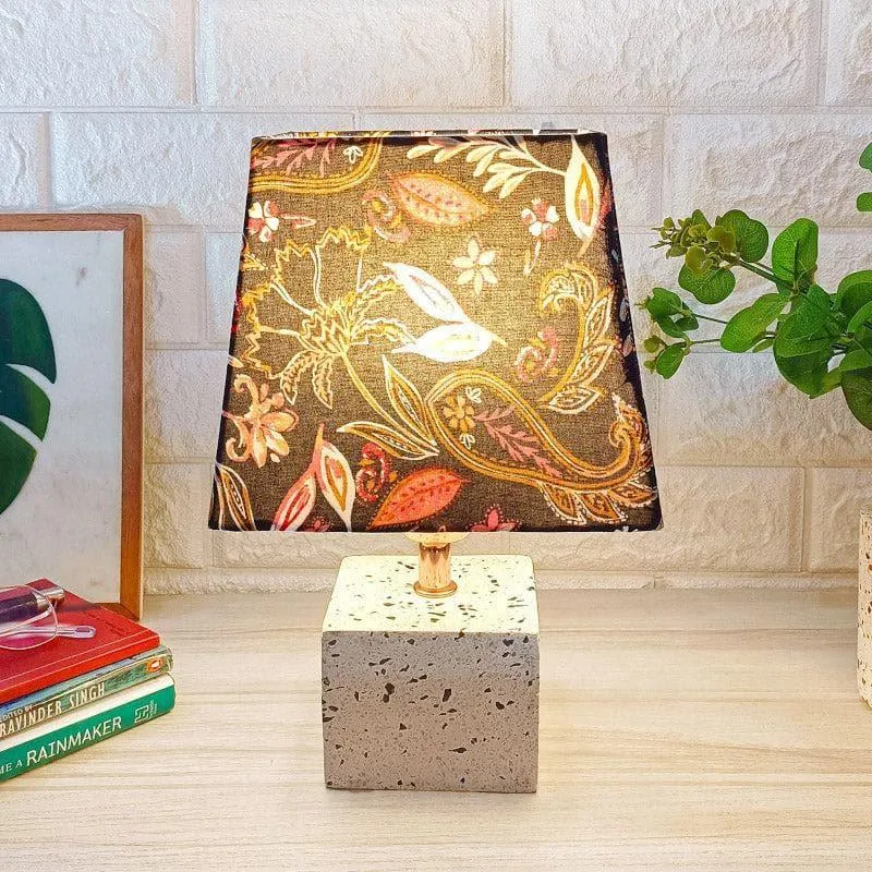 European Paisley Terrazzo Hand Crafted Fabric Table Lamp - Multicolor media 1