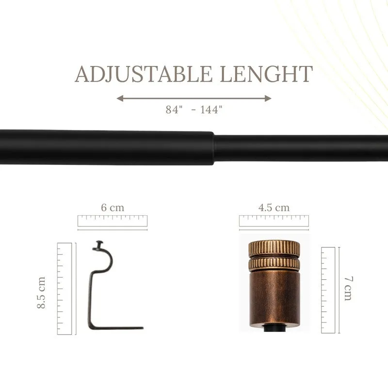 Woodgrain Extendable 1" Single Curtain Rods With Round Finial & Brackets media 5