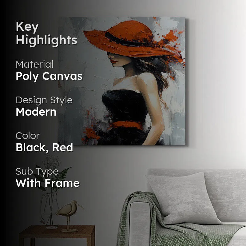 Fashion Lady With Hat Wall Painting media 2