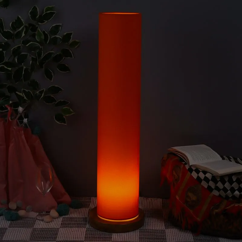 Agia Wooden Tower Floor Lamp With Jute Shade - Orange media 1