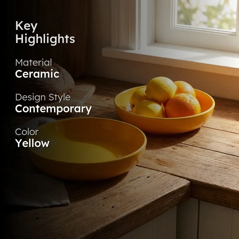 Ceramic Salad Bowls (Yellow,300 mL Each) - Set Of Two media 2