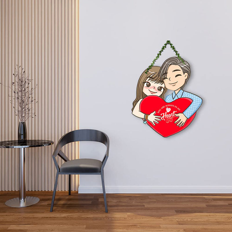 Couple's Heart Polyester & MDF Wall Hanging