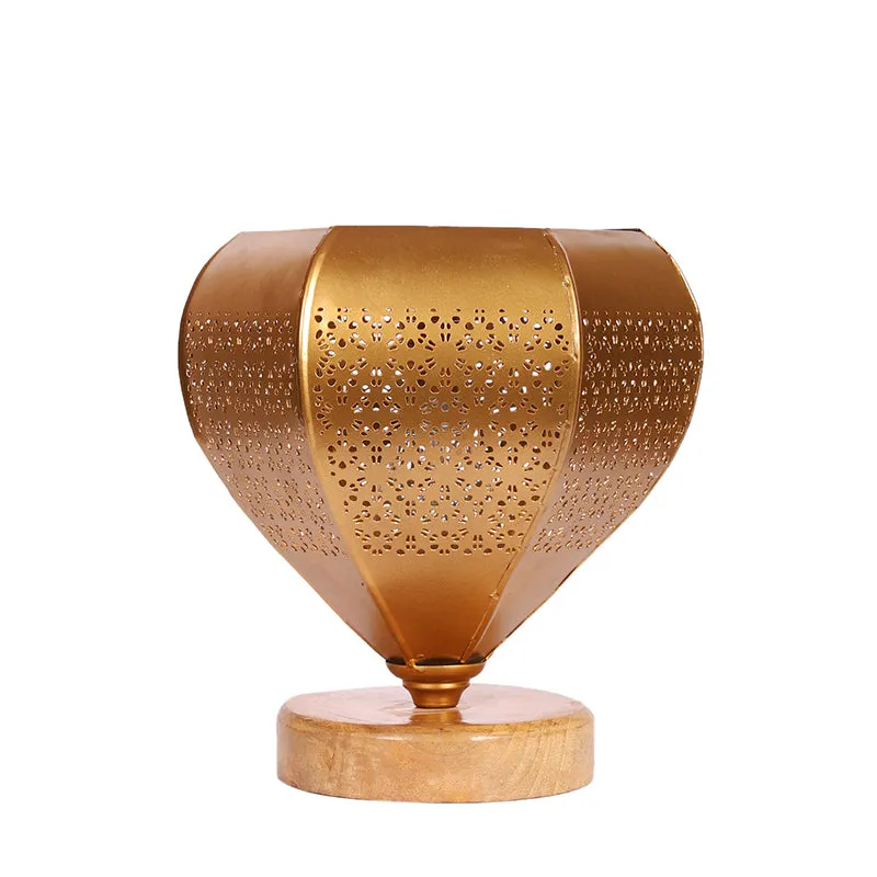 Gitana Glory Metal Table Lamp With Wooden Base - Gold media 4