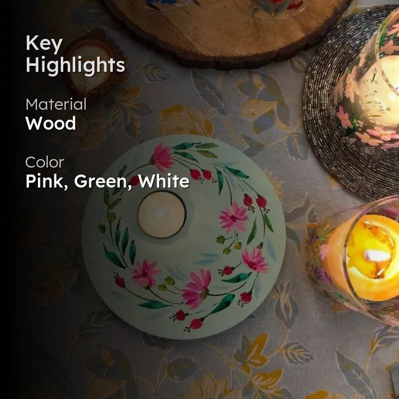 Pink Rosa Handpainted Tealight Candle Holder media 2