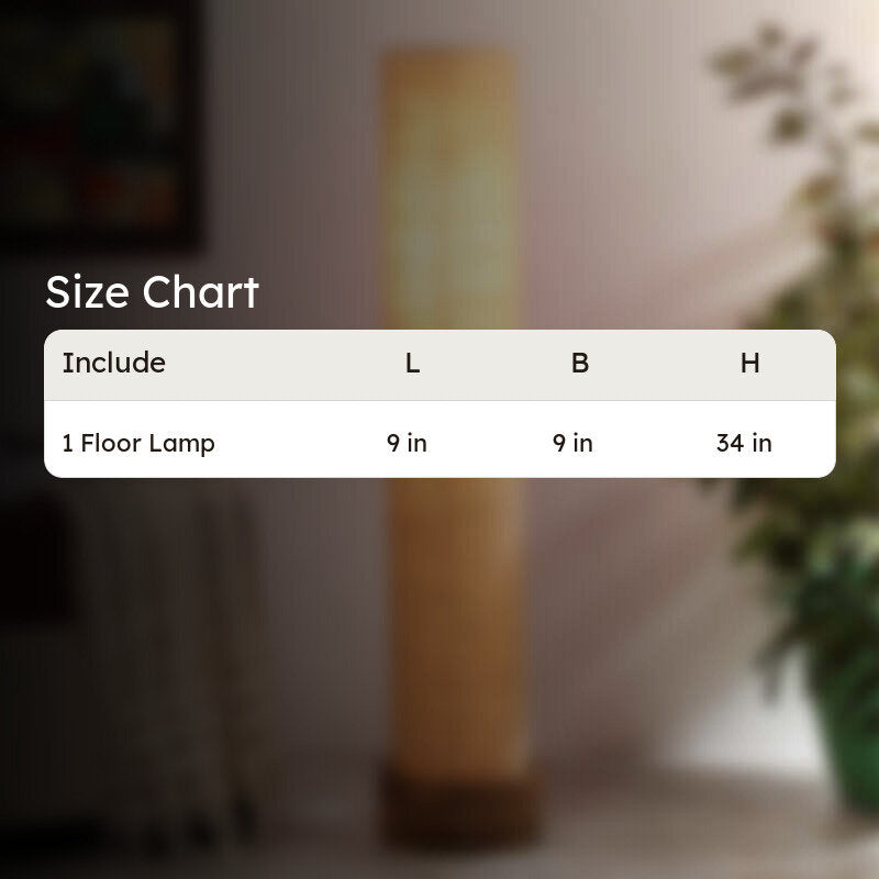 Miza Wooden Tower Floor Lamp With Jute Shade - Beige media 6