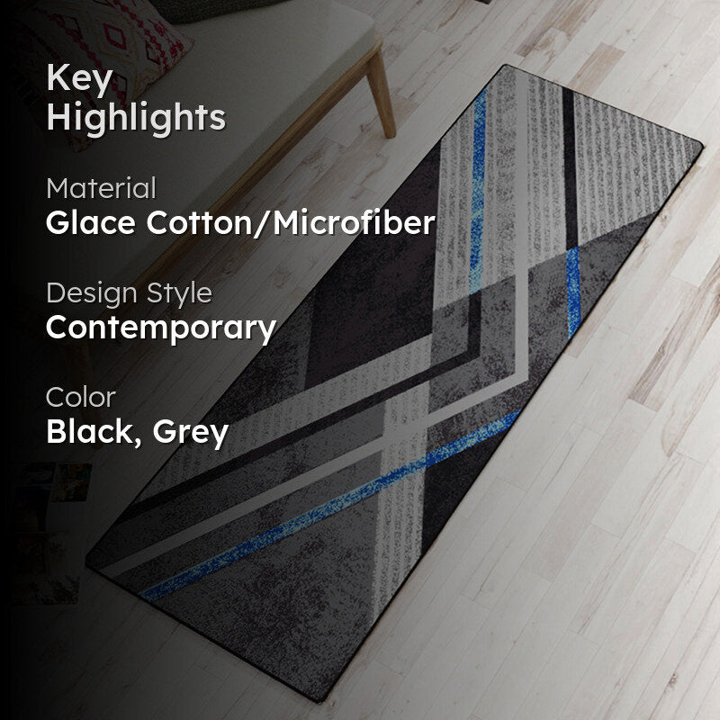 Aaris Geometric Micro Fiber Runner Rug - Dark Grey media 2