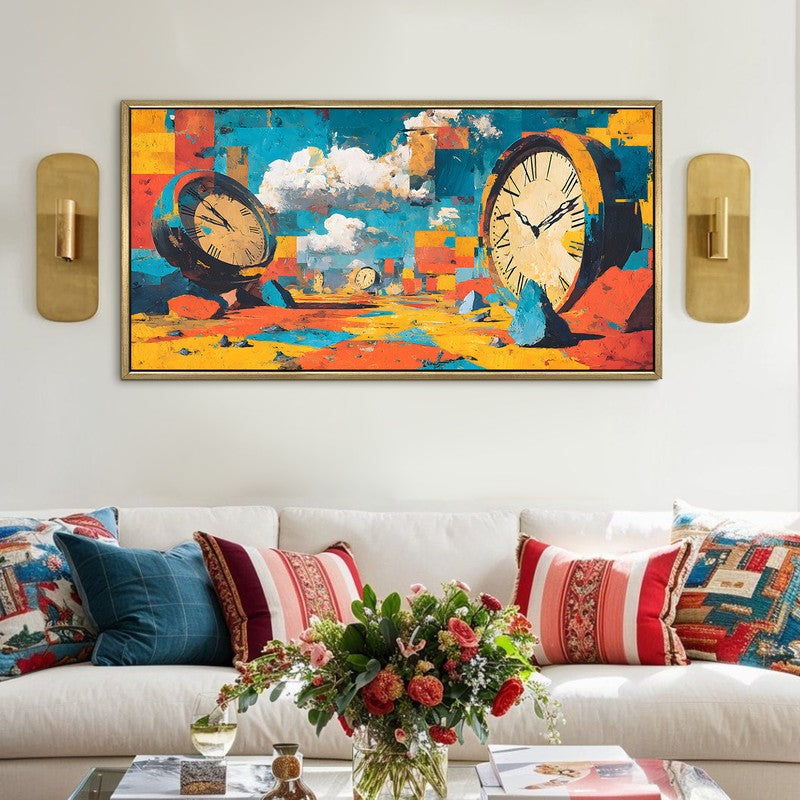 Clockscape Dreams Canvas Wall Painting With Frame