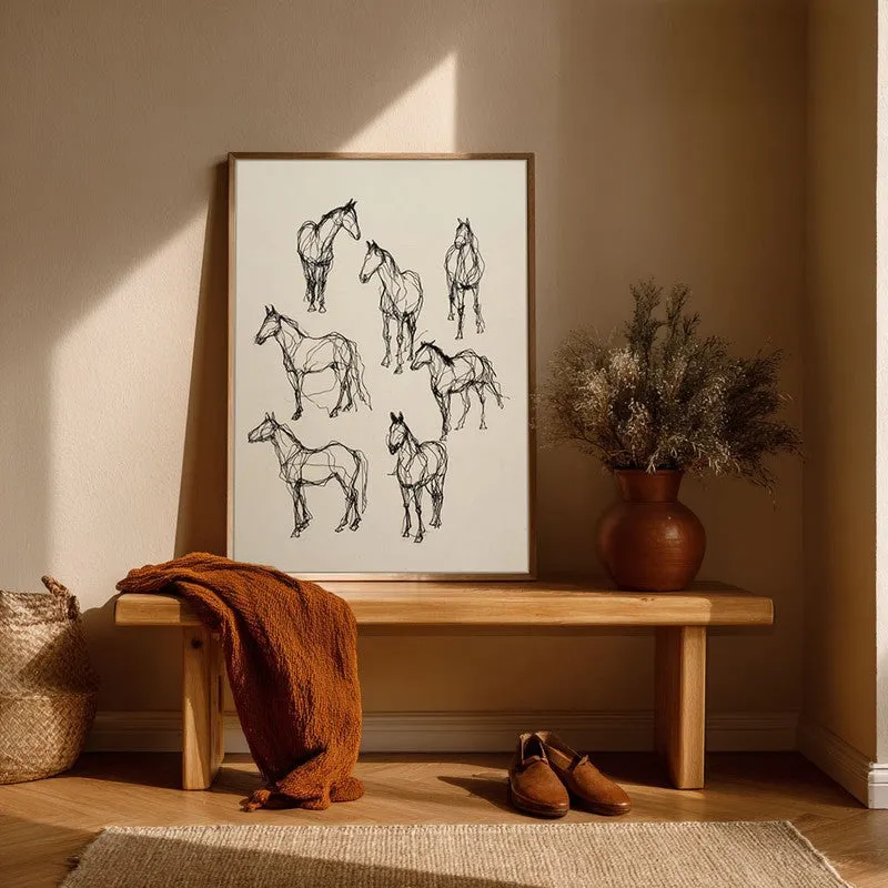 Contemporary Horse Wall Painting With Brown Frame media 6