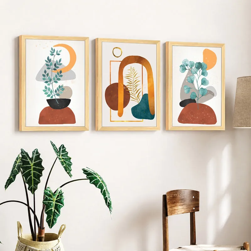 Verdelle Nature Inspired Abstract Wall Painting With Frame - Set Of Three media 3
