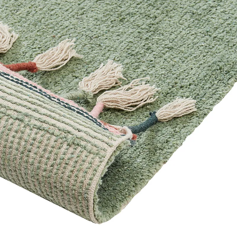Serene Soft Tufted Cotton Area Rug - Sage Green media 5