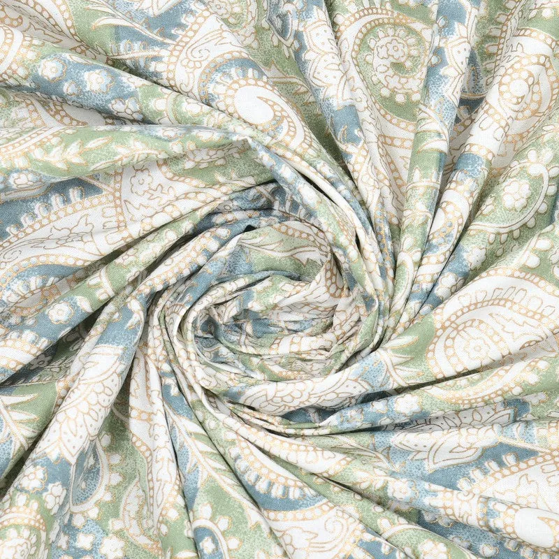 Mango Muse Cotton Bedsheet (White,Green) - 180 GSM media 8